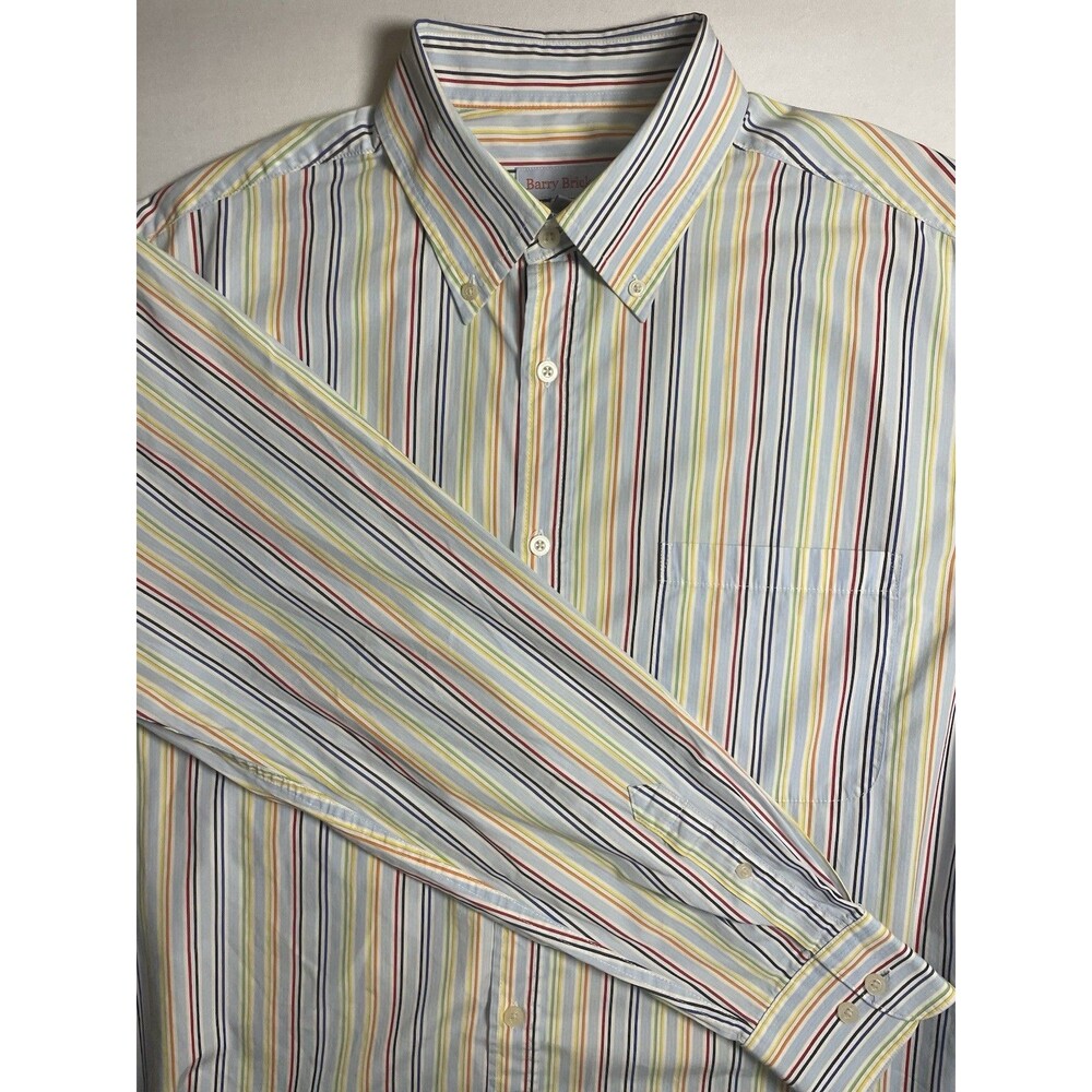 Barry Bricken Shirt Men’s Cotton Spring Striped Long Sleeve Button Down Large